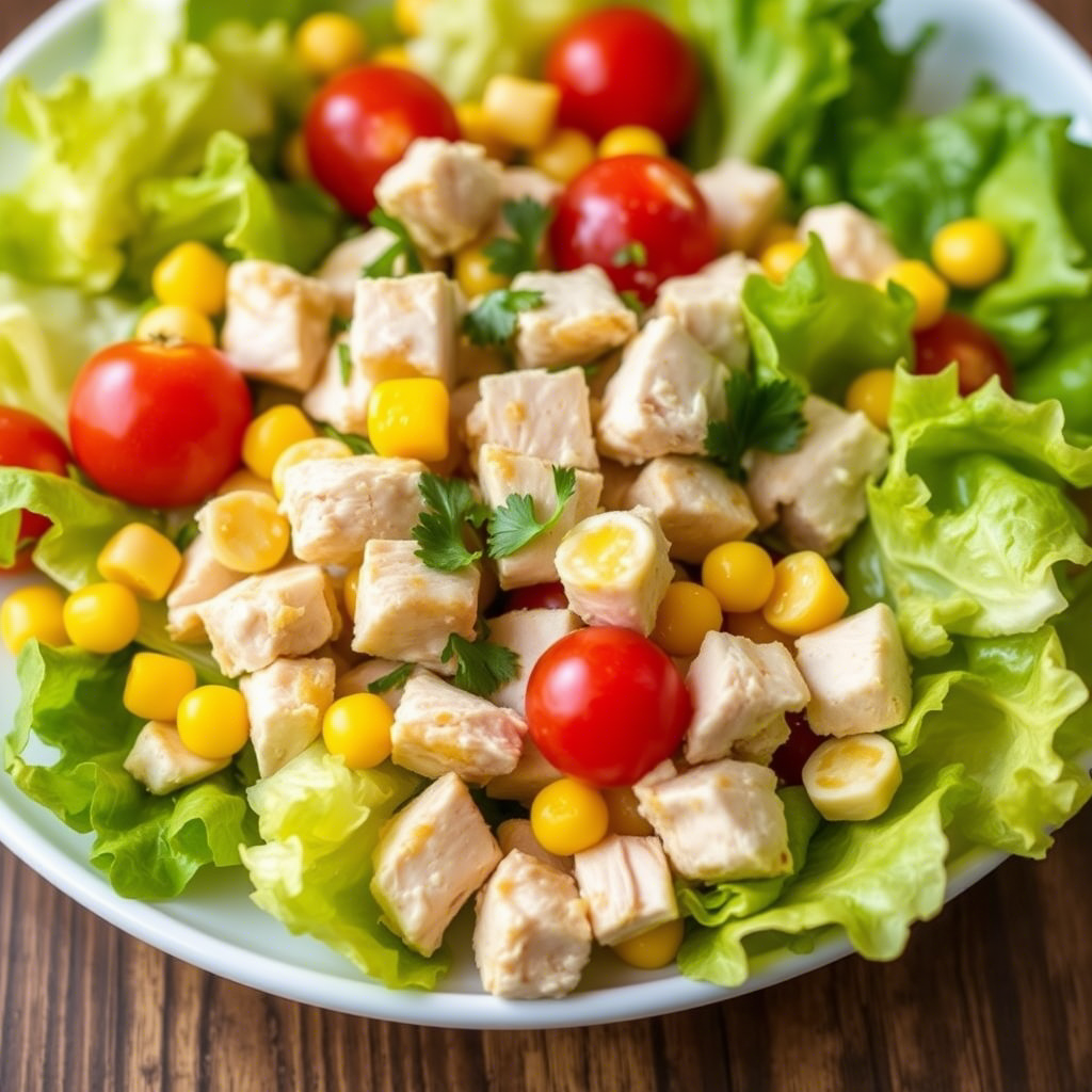 chicken-salad-lettuce-tomato-corn