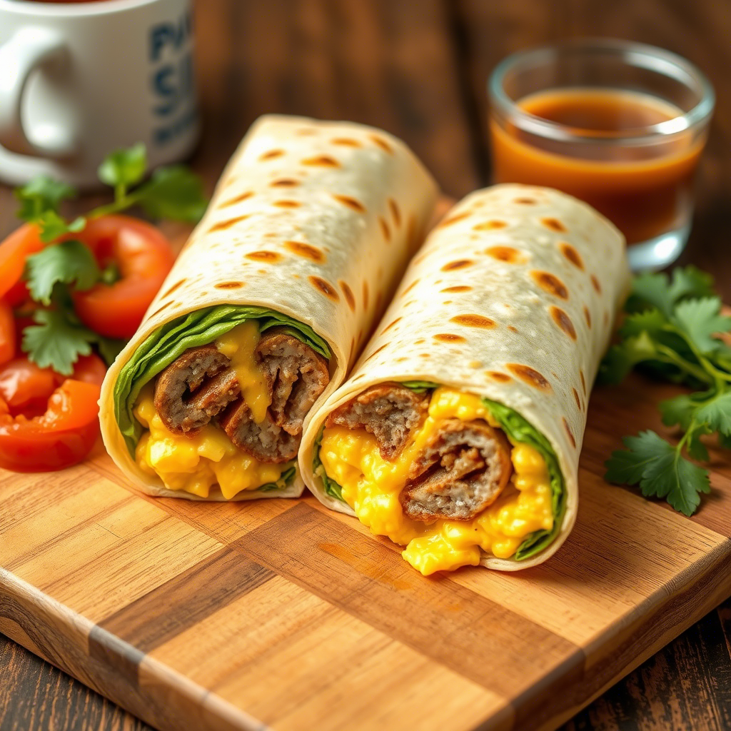 Cheesy-Sausage-And- Egg-Wraps